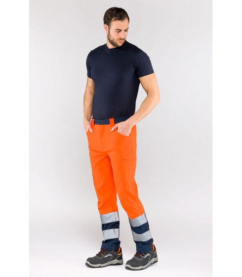 PANTALONE IN  SOFT SHELL SOTTOZERO MODELLO ECOLIGHT ARANCIO /BLU